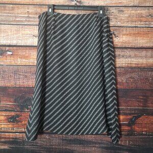 Talbots Silk Skirt Petites 14 P Lined Black White Chain Print